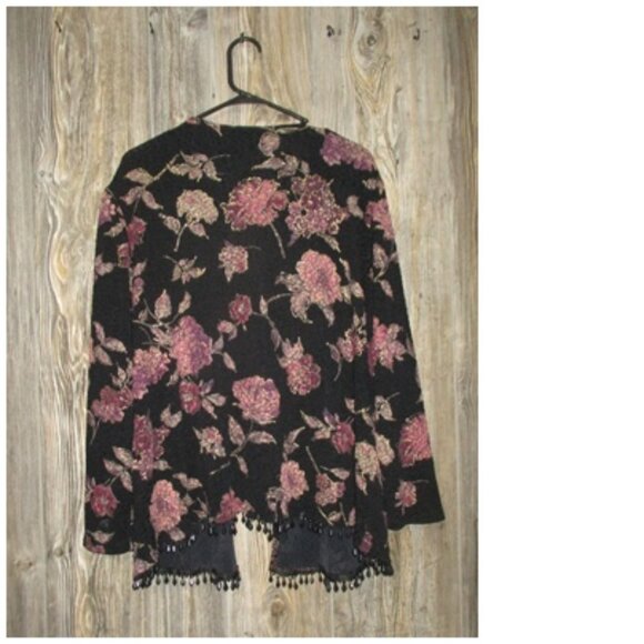 Lane Bryant Sz 22/24 Black Floral Beaded Boho Cardigan Jacket Fairy Grunge - Picture 11 of 11